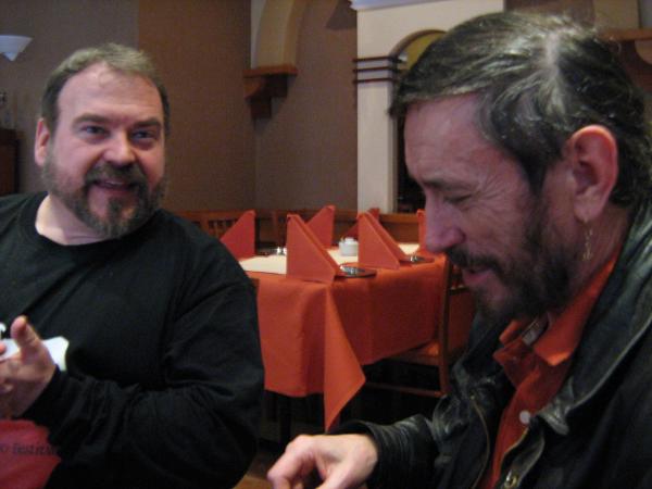 Dean Calin of Bounding Main chats with Tom Lewis at Shanties in Krakow in 2010.