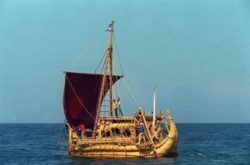 Norwegian ethnologist Thor Heyerdahl sails papyrus boat (1970)